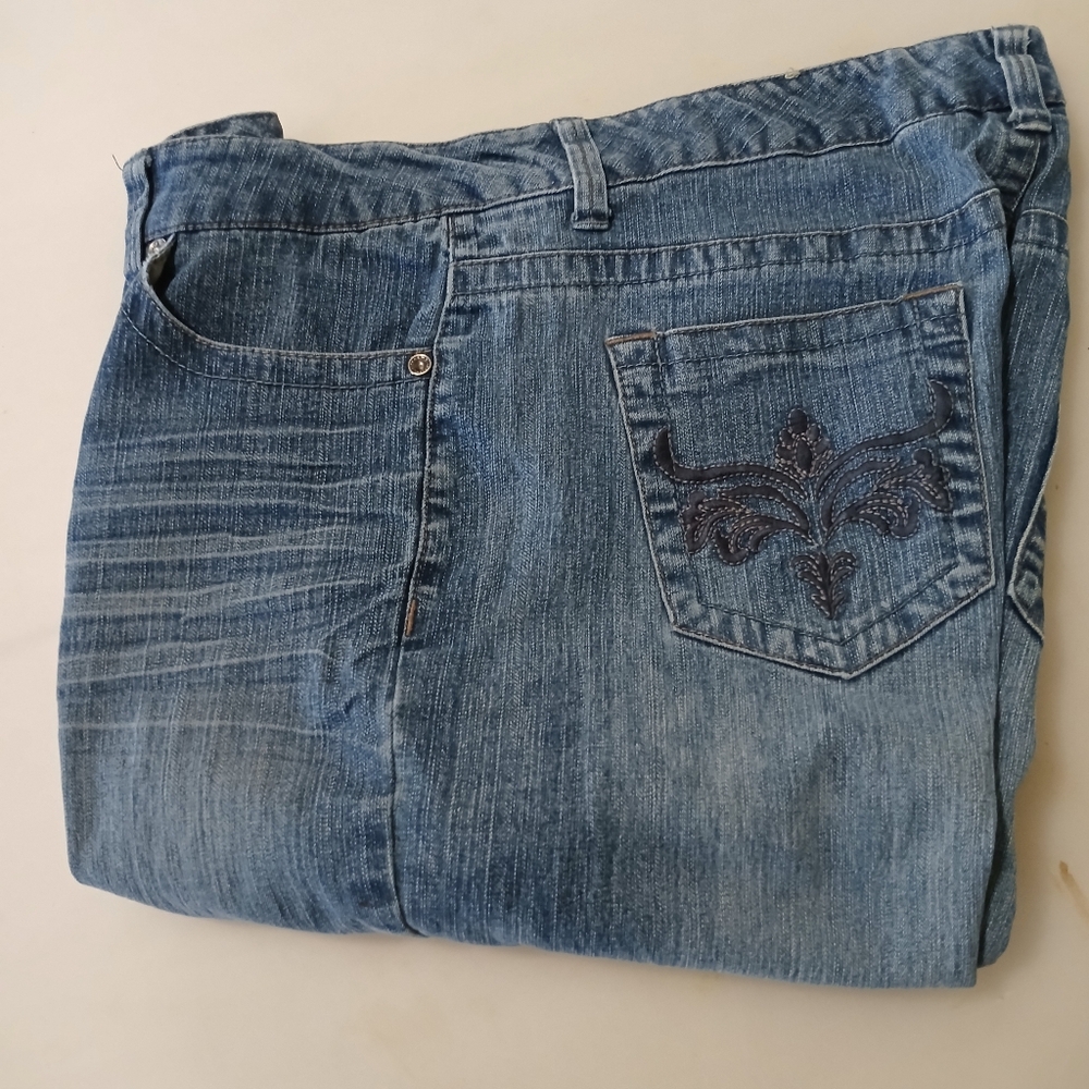 Fancy Embroidered Pockets Floral Design Sonoma Size 12 Straight Leg Stretch